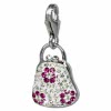 Glitzerschmuck Charm Tasche weiß Schmuck mit Zirkonia Kristallen in 925 Sterling Silber - Silber Dream Charms - GSC532W