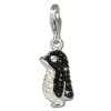 Glitzerschmuck Charm Pinguin schwarz Schmuck mit Zirkonia Kristallen - Silber Dream Charms - GSC533S