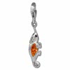 Glitzerschmuck Charm Leguan orange Schmuck mit Zirkonia Kristallen in 925 Sterling Silber - Silber Dream Charms - GSC535O