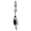 Glitzerschmuck Charm Leguan schwarz Schmuck mit Zirkonia Kristallen in 925 Sterling Silber - Silber Dream Charms - GSC535S