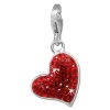 Glitzerschmuck Charm Herz rot Schmuck mit Zirkonia Kristallen - Silber Dream Charms - GSC543R