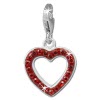 Glitzerschmuck Charm Herz offen rot Schmuck mit Zirkonia Kristallen - Silber Dream Charms - GSC544R