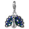 SilberDream Glitzer Charm Pfau bunt Zirkonia Kristalle 925 Anhnger GSC551G