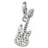 Glitzerschmuck Charm E- Gitarre weiß Schmuck mit Zirkonia Kristallen - Silber Dream Charms - GSC552W