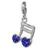 Glitzerschmuck Charm Doppelnote Herz blau Schmuck mit Zirkonia Kristallen - Silber Dream Charms - GSC553B