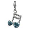 Glitzerschmuck Charm Doppelnote Herz blau Schmuck mit Zirkonia Kristallen - Silber Dream Charms - GSC553H