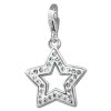 Glitzerschmuck Charm Stern offen weiß Schmuck mit Zirkonia Kristallen - Silber Dream Charms - GSC556W