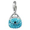 SilberDream Glitzer Charm Tasche klein hellblau Zirkonia Kristalle GSC558H