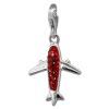 Glitzerschmuck Charm Flugzeug rot Schmuck mit Zirkonia Kristallen - Silber Dream Charms - GSC561R