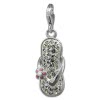 Glitzerschmuck Charm Flipflop Blume weiß Schmuck mit Zirkonia Kristallen - Silber Dream Charms - GSC563W