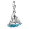 Glitzerschmuck Charm Segelboot hellblau Schmuck mit Zirkonia Kristallen - Silber Dream Charms - GSC569H