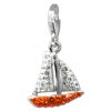 Glitzerschmuck Charm Segelboot orange Schmuck mit Zirkonia Kristallen - Silber Dream Charms - GSC569O