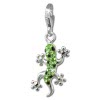 Glitzerschmuck Charm Gecko grün Schmuck mit Zirkonia Kristallen Anhänger - Silber Dream Charms - GSC571L