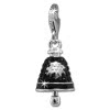 SilberDream Glitzer Charm Glocke schwarz Zirkonia Kristalle GSC575S