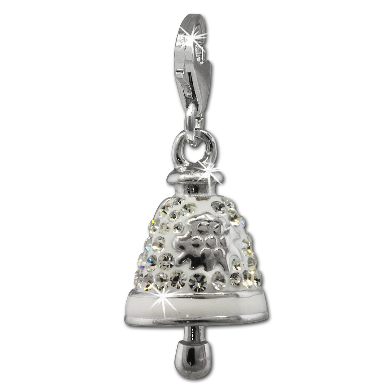 SilberDream Glitzer Charm Glocke wei� Zirkonia Kristalle GSC575W