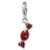 Glitzerschmuck Charm Bonbon rot Schmuck mit Zirkonia Kristallen Anhänger - Silber Dream Charms - GSC576R