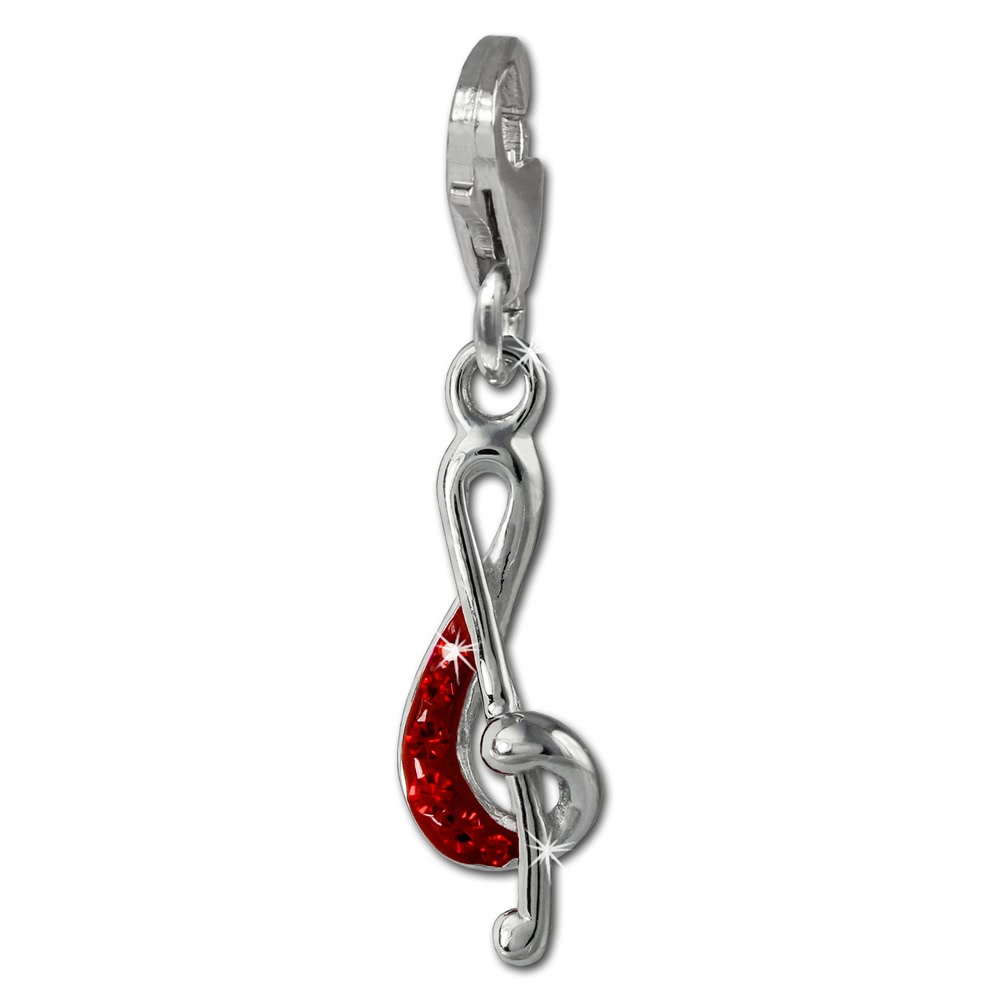SilberDream Glitzer Charm Notenschlssel rot Zirkonia Kristalle GSC578R
