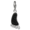 Glitzerschmuck Charm Fuß schwarz Schmuck mit Zirkonia Kristallen - Silber Dream Charms - GSC580S