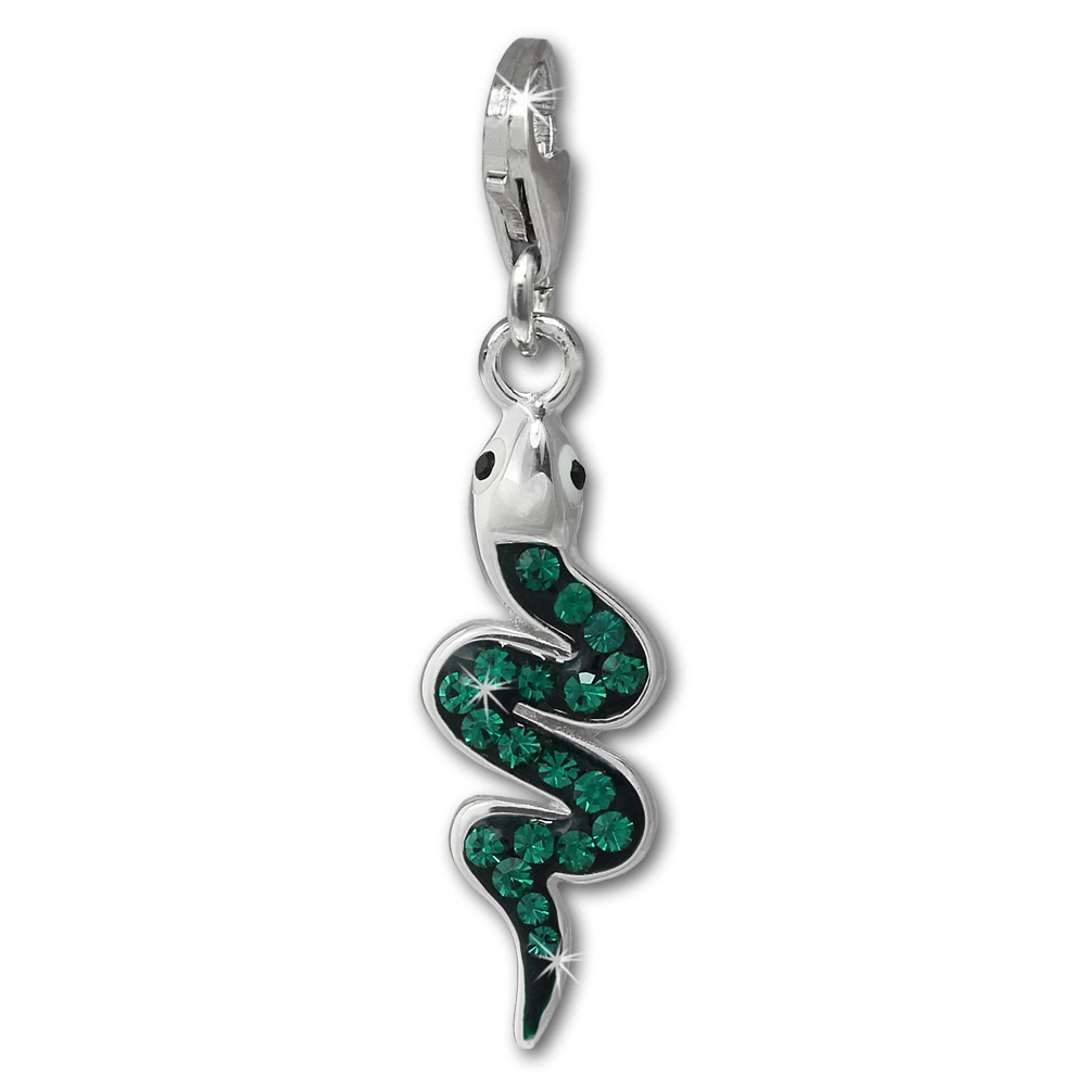 SilberDream Glitzer Charm Schlange grn Zirkonia Kristalle GSC585G