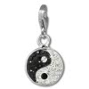 Glitzerschmuck Charm Yin Yang schwarz/weiß Schmuck mit Zirkonia Kristallen - Silber Dream Charms - GSC586S