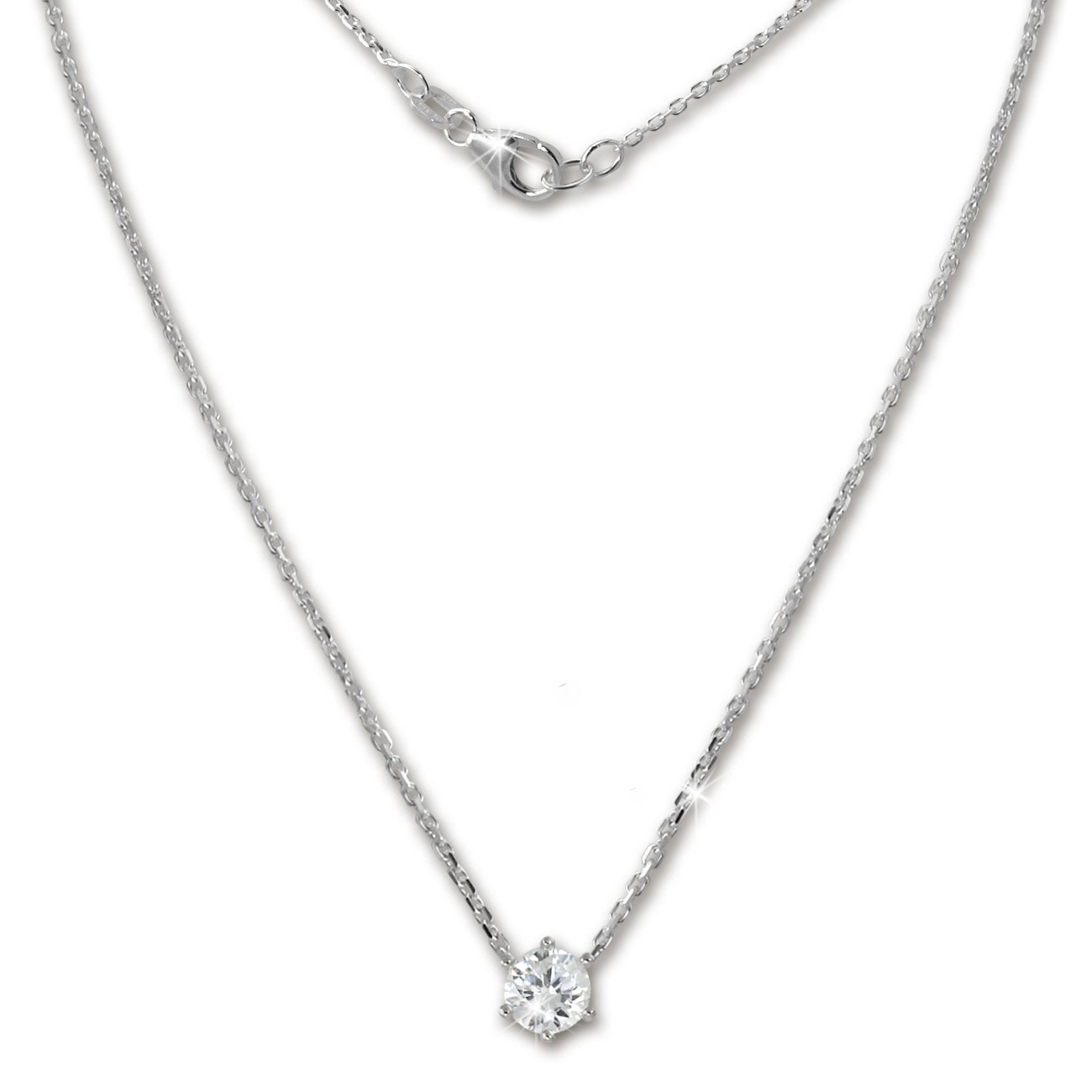 SilberDream Kette Zirkonia Stein wei� 925er Silber 46cm Halskette GSK20046W