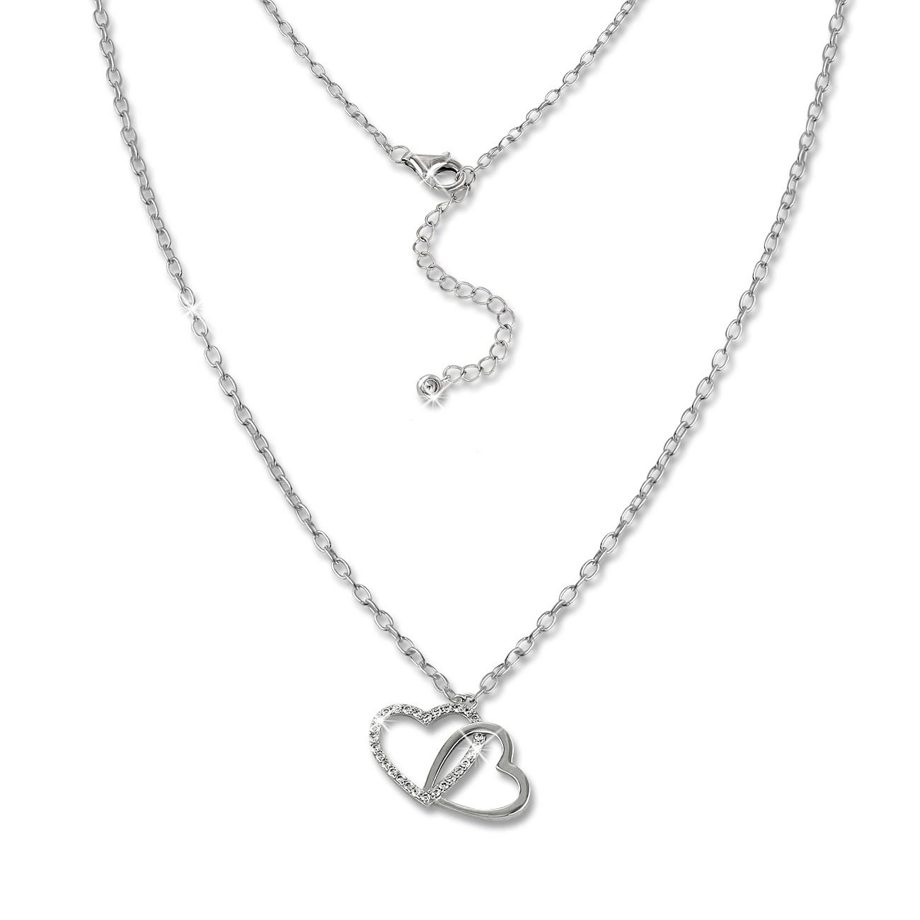 SilberDream Kette Herzen Zirkonia wei� 925 Silber 42-44cm Halskette GSK409W