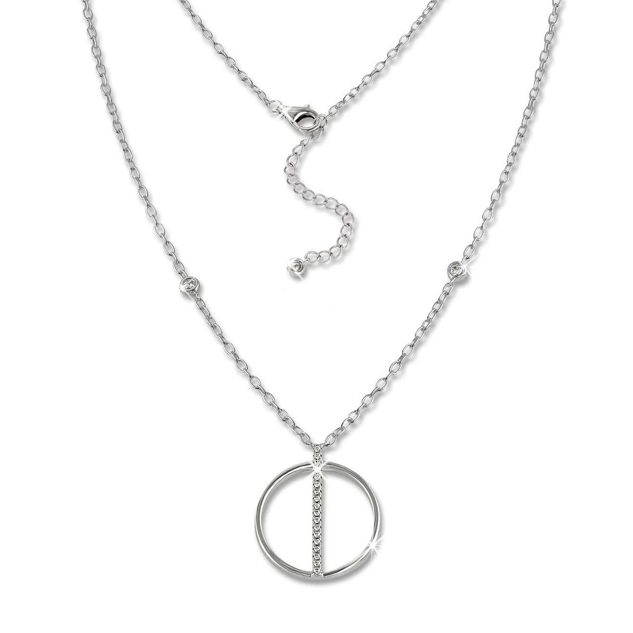 SilberDream Kette Rund Zirkonia wei� 925 Silber 42-45cm Halskette GSK413W