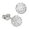SilberDream Ohrstecker Glitzerkugel 6mm wei 925 Silber Ohrring GSO2806W