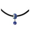 SilberDream Set Kette Bommel-Bead Glitzer Kristall blau 925 GSS045B