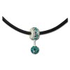 SilberDream Set Kette Bommel-Bead Glitzer Kristall trkis 925 GSS045T