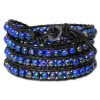 SilberDream Lederarmband Glas Kugel blau Damen Armband LA2624B