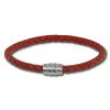 SilberDream Leder Armband 5mm rostrot 18cm Edelstahl Verschluss LAB0518