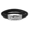 SilberDream Lederarmband Kordel schwarz Edelstahl Leder Armband LAP003S