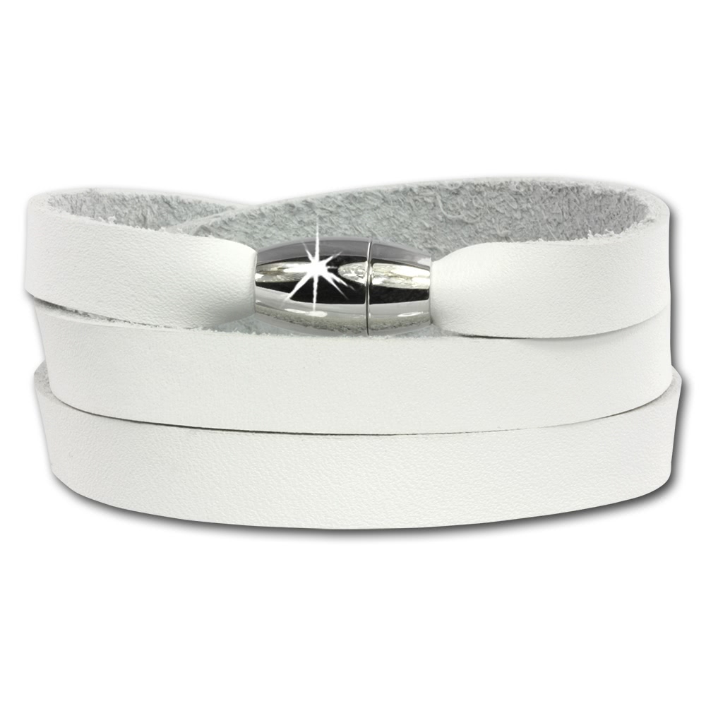SilberDream Lederarmband wei Wickelarmband Magnetverschlu LAP561W