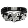 Amello Nappa-Leder Armband schwarz Blte Edelstahl Magnet Verschluss LAQ009S1