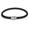 SilberDream Nappa Leder Armband schwarz mit 925er Verschluss LS0401