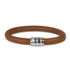 Nappa Leder Armband cognac mit in 925 Sterling Silber Verschluss - Silber Dream Charms - LS0641