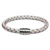 SilberDream Leder Armband wei 18cm mit Edelstahl Verschluss LS1520