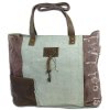 Sunsa Vintage Upcycle XL Shopper  Canvas trkis braun OTA207L