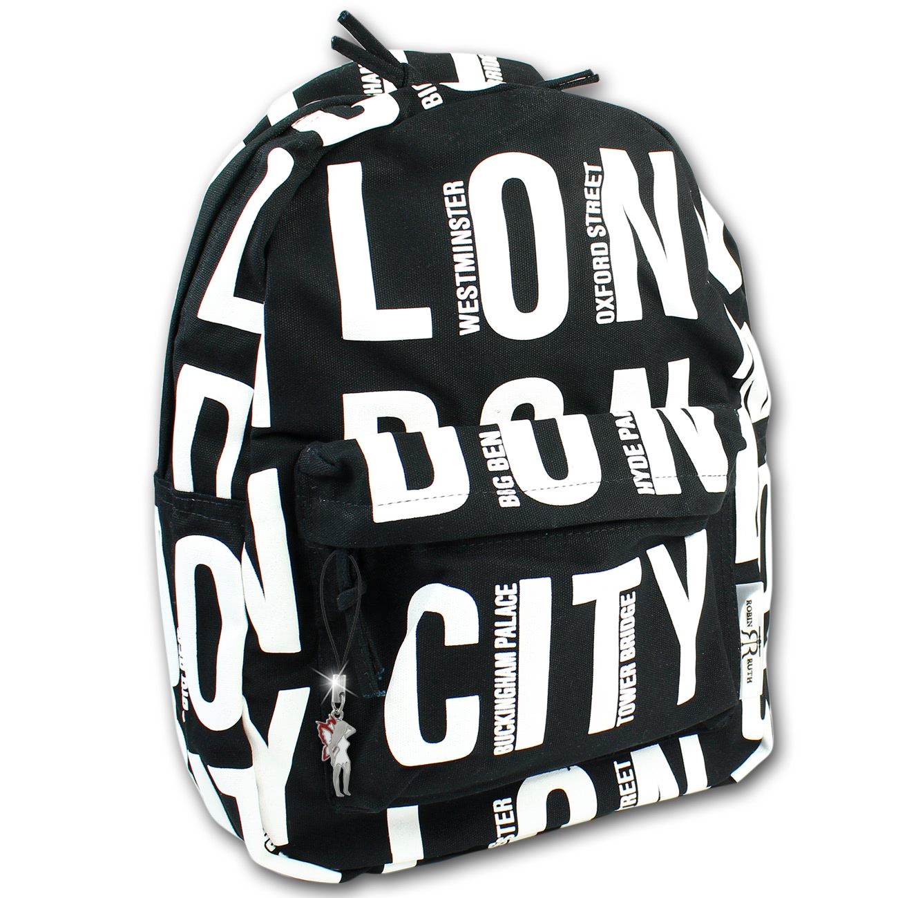 Robin Ruth Freizeitrucksack London City Baumwolle schwarz weiß Rucksack OTG6020S