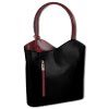 Toscanto Damen  Rucksack Leder Tasche Rucksack schwarz rot OTT106SS