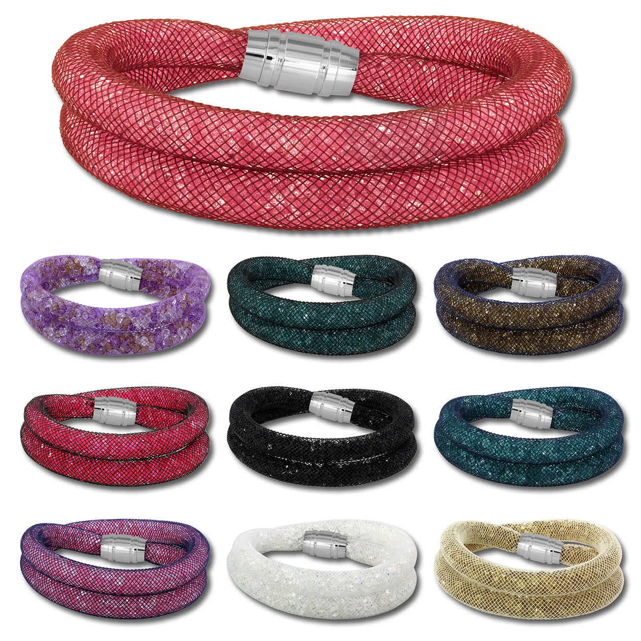 SilberDream Glitzerarmband Mini Kristalle Doppel Armband Damen SDA051X