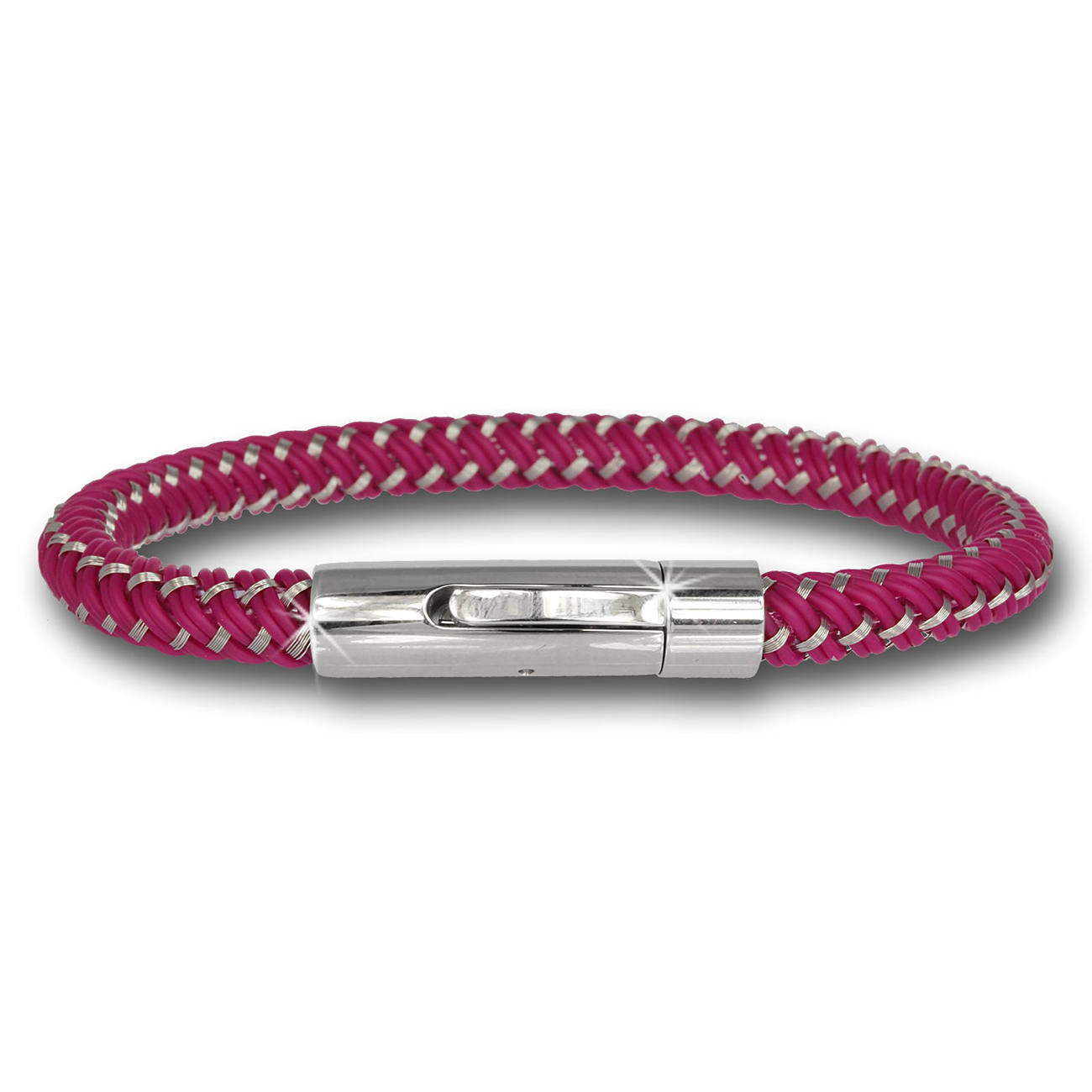 SilberDream Damen Armband Geflecht pink mit Stahlverschluss SDA503P