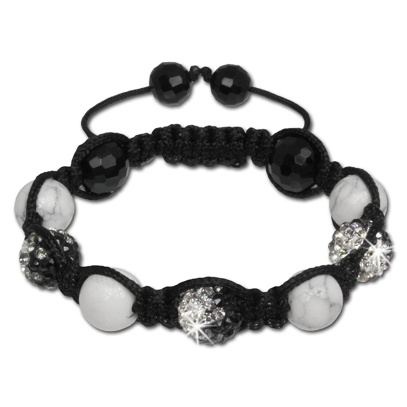 SilberDream Shamballa Armband Zirkonia Kugeln wei�/schwarz SDA929
