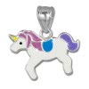 Teenie-Weenie Kettenanhnger Einhorn lila/wei fr Kinder 925er Silber SDH8105W