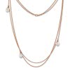 SilberDream Collier Doppel Kette Perlen rose vergoldet 925 Silber 90cm SDK2369E