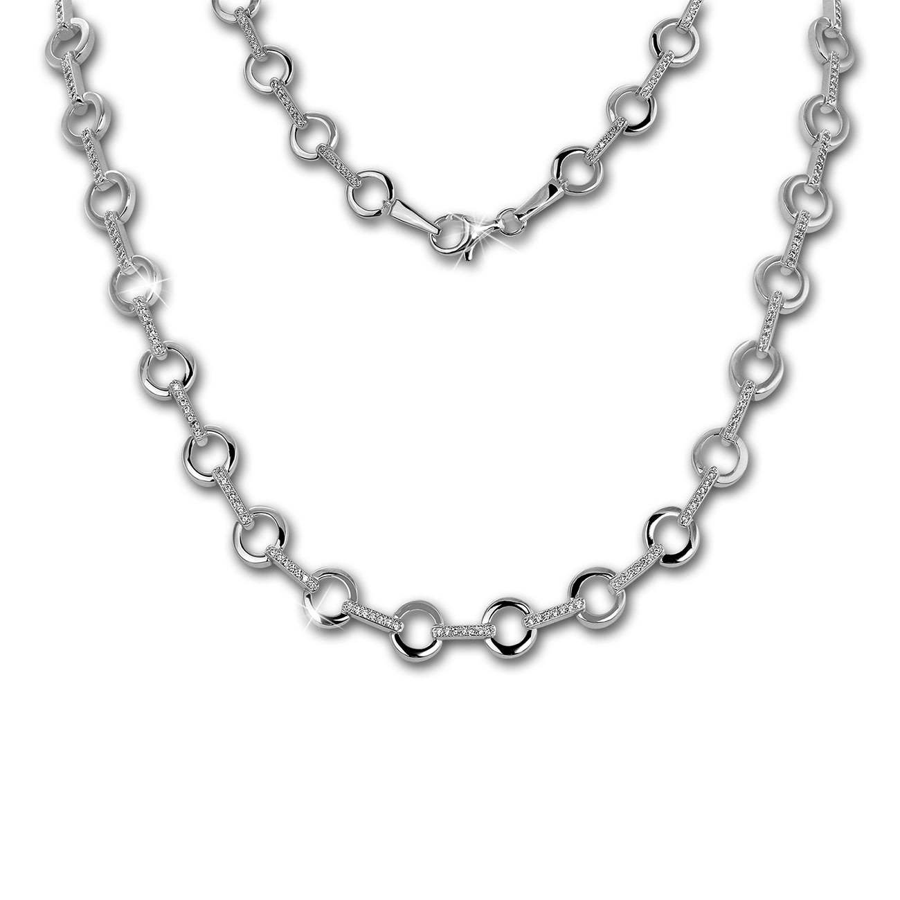 SilberDream Collier Circle Zirkonia wei� 925er Silber 45cm Halskette SDK450W