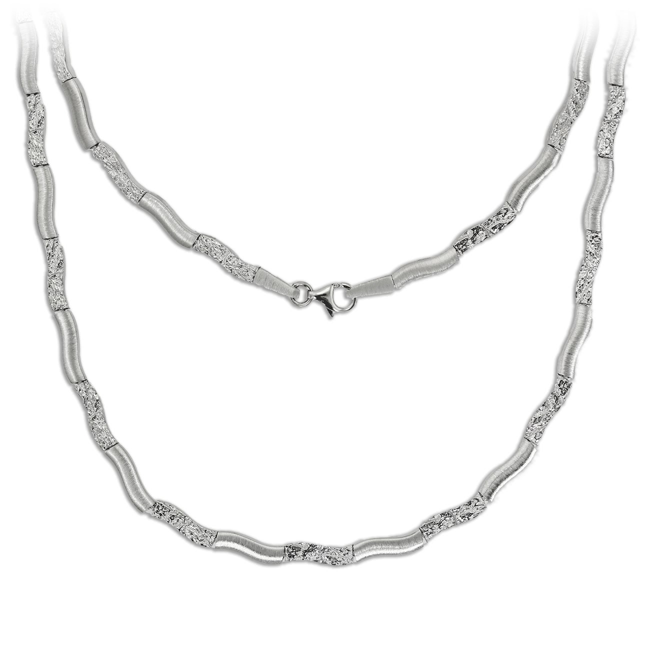 SilberDream Collier Wave 925 Silber geh�mmert matt 45cm Kette SDK4792O