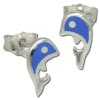 Kinder Ohrring Delfin blau Silber Ohrstecker Kinderschmuck TW SDO212B