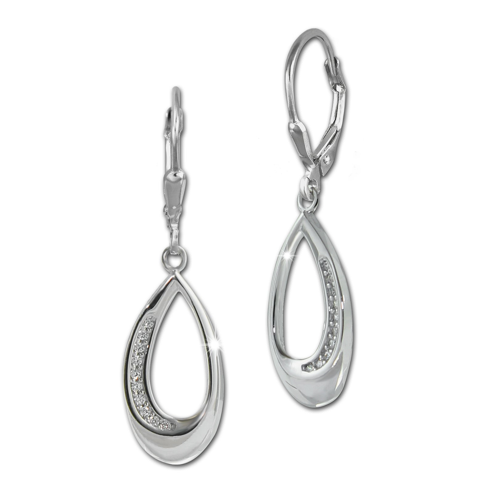 SilberDream Ohrhnger Trne Zirkonia wei 925 Sterling Silber Damen SDO4371W